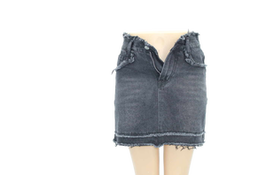 กระโปรงยีนส์สั้นมีซิปกระดุมสีดำสำหรับผู้หญิงมีโลโก้เอวสไตล์ผ้ายีนส์ Fabric-Y2K สไตล์ฤดูใบไม้ร่วงฤดูร้อนฤดูใบไม้ผลิ - Product Image 4