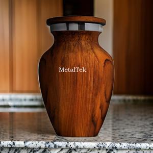 โกศเผาศพขนาดเล็กพร้อมผิวไม้ที่เป็นของที่ระลึกโลหะขนาดเล็กสำหรับเก็บขี้เถ้ากระดูกโกศขนาดเล็ก - Product Image 3