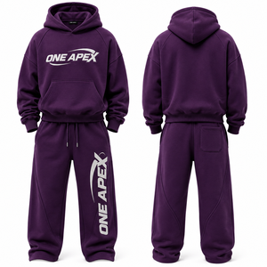ชุดวอร์มผู้ชาย ONE APEX สีม่วง มีฮู้ด แขนยาว ทรงหลวม ผ้าฝ้าย สไตล์สตรีทแวร์ เสื้อสเวตเชิ้ตและกางเกงขายาวทรงกว้าง ชุดกีฬา - Product Image 4