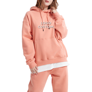 Pantalones de chándal de tejido de punto personalizables, conjunto con capucha, diseño de hombros caídos de gran tamaño, técnica informal lavada de invierno para pedidos a granel - Product Image 1