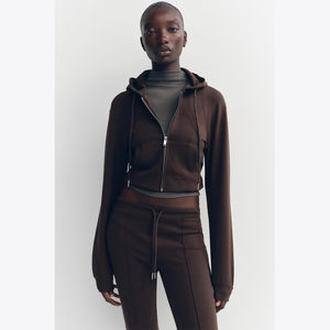 Sudadera con capucha holgada OEM estilo FZ con cremallera para mujer Sudadera con capucha elegante con cordón personalizable para mujer - Product Image 5