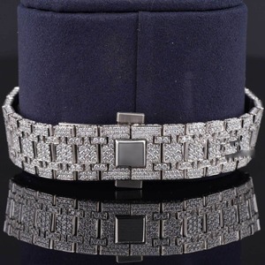 Montre mécanique automatique de luxe 41 mm en acier inoxydable avec affichage analogique, diamants HPHT cultivés en laboratoire, résistante à l'eau, édition limitée - Product Image 5