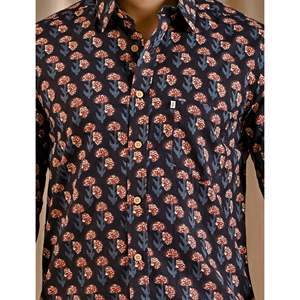 Chemise décontractée pour homme 100% coton, imprimé floral noir, manches longues, boutonnée, avec fonction imperméable, tailles XS-6XL - Product Image 2