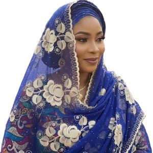 Premium Quality Custom Highly <b>Embroidered</b> Rhinestone Floral Chiffon <b>Shawls</b> for Women's Wedding Wear Breathable Outdoor Daily Use - Product Image 3