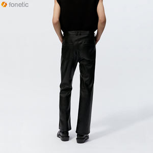 กางเกงหนังมอเตอร์ไซด์ของผู้ชาย2022กางเกงหนังฟอกสูงผ้าคอตตอนเอวสูงสไตล์ลำลองดีไซน์ใหม่ขายส่ง - Product Image 4