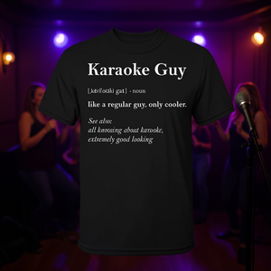 Camiseta Karaoke Guy Definition para hombre, ropa informal de algodón negro - Product Image 3