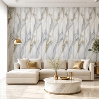 Panneau mural en PVC marbré blanc gris or, imperméable, revêtement décoratif intérieur