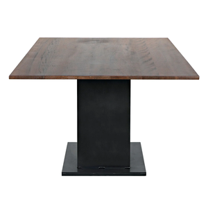 Industrial & Contemporary Combination Handcrafted Solid Mango Wooden Top Kitchen Restaurant Dining <b>Table</b> In Black & Brown finish - Product Image 4
