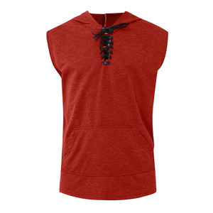 เสื้อมีฮู้ดแขนกุดสำหรับยิมของผู้ชายเสื้อกล้ามออกกำลังกายฤดูร้อนเสื้อถักฟิตกล้ามเนื้อสำหรับเพาะกายการออกแบบหน้าจอพิมพ์ - Product Image 5