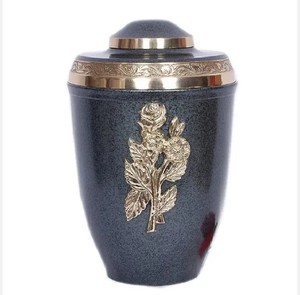 Urna de cremación de recuerdo de aluminio Multicolor alto, suministros funerarios coloridos, almacenamiento de cenizas, tamaño adulto, Metal, mármol, garantía de hierro - Product Image 3