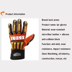 Guantes DE SEGURIDAD TPR de alta resistencia XL Anti-Corte 5 Antideslizante Anti-impacto Anti-vibración Protector Cuero Algodón Nylon PVC Nylon Algodón - Product Image 5