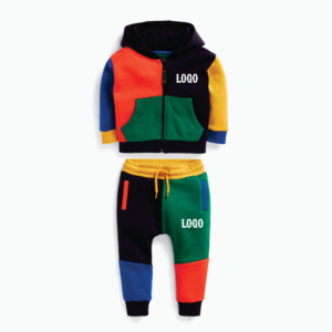 Adult Winter Solid Color Block Cotton Fleece Tracksuit Set <b>Hoodie</b> and Jogger Custom Logo Printing Casual Wear - Product Image 4