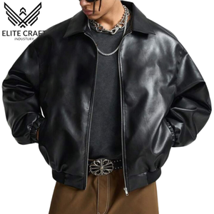 แจ็กเก็ตผู้ชายหนังแท้สีดำมีซิปปิดด้วยซิปกันแบคทีเรียระบายอากาศได้ดีเป็นมิตรกับสิ่งแวดล้อม - Product Image 4