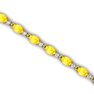 Bracelet de tennis en saphir jaune taillé en diamant rond naturel et ovale pour femme Bracelet à breloques en diamant élégant à une broche en or 14 carats - Product Image 2