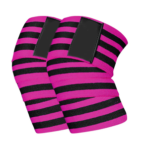 Wholesale <b>Pink</b> Black Striped Knee Pads Knitted Breathable Hook Loop Closure Unisex All Seasons Protection - Product Image 3