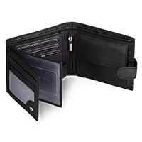 Dompet Kulit Pendek Pria Berkualitas Premium dengan Penutup Terbuka dan Lapisan Poliester