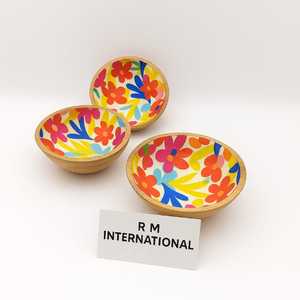 100% naturel écologique de haute qualité manguier bois émail imprimé artisanal cuillère bol ensemble pour cadeaux d'affaires fêtes spéciales - Product Image 3