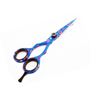 Tijera de pelo de peluquero hecha a medida, tornillo elegante de acero inoxidable recubierto de papel, hoja afilada con reposapiés y tornillo elegante - Product Image 2