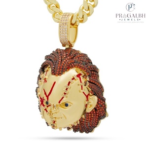 PJ Chucky x King Ice Bad Guy Collier pendentif en acier inoxydable Trendy Streetwear Hip-Hop Style Unique Glacé Bling Bijoux - Product Image 3