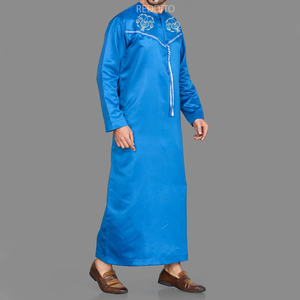 Thobe Jubbah Kaftan islamique traditionnel pour hommes, en coton de haute qualité, taille plus, hiver, uni, col montant, manches longues - Product Image 1