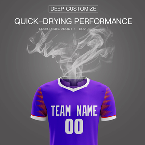 Venta al por mayor personalizado elegante barato fútbol Jersey púrpura y Negro conjunto completo uniforme desgaste 100% poliéster Anti-UV - Product Image 5