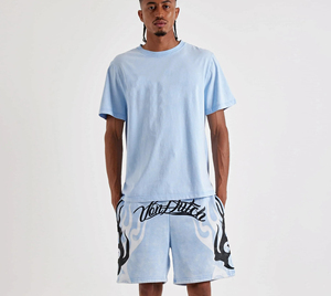 Custom Graphic Print Men Streetwear Light Blue <b>Baggy</b> <b>Jorts</b> Hip Hop Tribal Loose Fit Knee Length Soft Cotton Fleece Sweat Shorts - Product Image 1