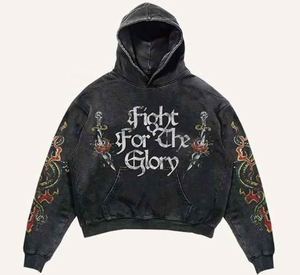 Sudaderas con capucha de lavado ácido Vintage personalizadas de alta calidad para hombre con bordado Puff impresión Digital ODM OEM - Product Image 1