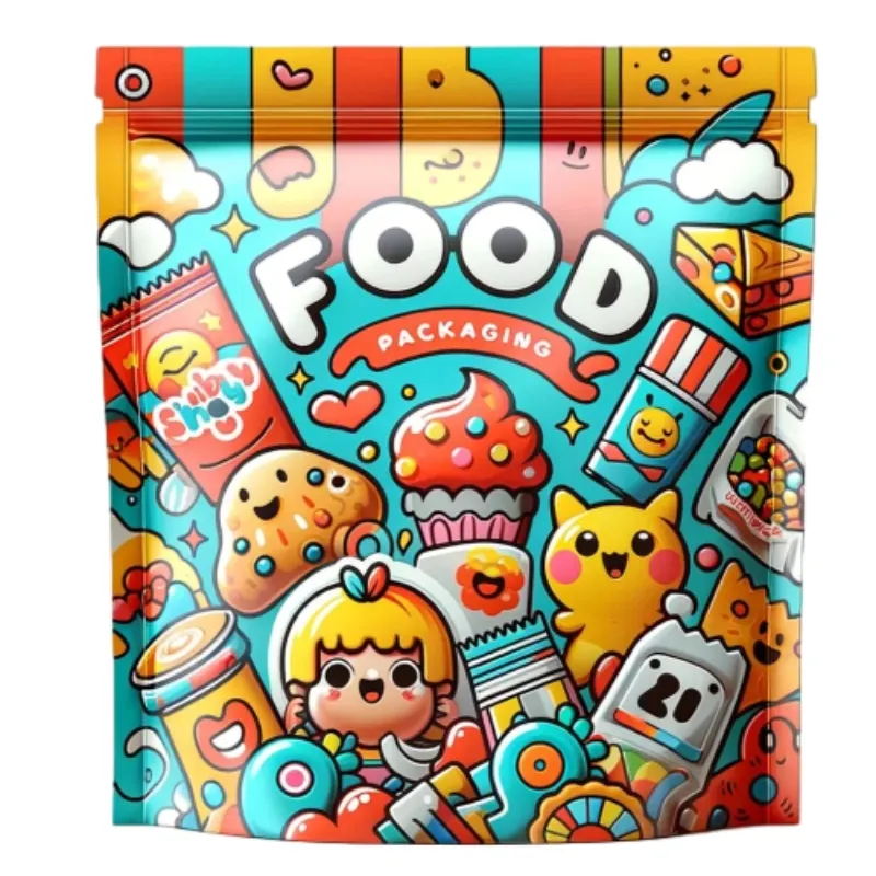 Custom Printed Flexible Packaging Food Bags Reusable Zip Stand Up Pouches Plastic Packaging Candy Biscuits Ziplock Bags