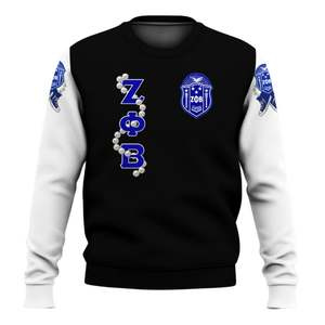 Sudadera con Cuello Redondo de la Hermandad Zeta Phi Beta, Azul 1920, Bordado con Letras Griegas para Mujer - Product Image 1