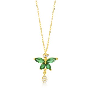 Pendentif en forme de fleur avec pierre émeraude CZ, fabrication artisanale turque, vente en gros, bijoux tendance en argent sterling 925 - Product Image 6