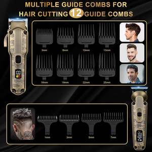 Kit de tondeuses et de coupe-cheveux sans fil pour barbier, avec lames en acier inoxydable, tondeuse à barbe étanche IPX7 - Product Image 3