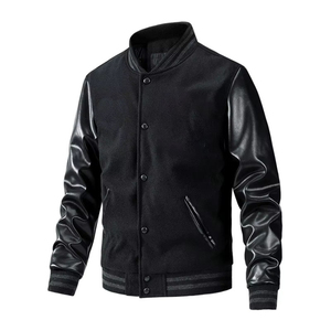 Customized Trending <b>Genuine</b> <b>Leather</b> Sleeve Letterman Winter Streetwear Men's <b>Jacket</b> CollegeBaseballjacket for men DDP Shipping - Product Image 3
