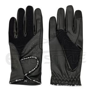 Gants d'équitation en cuir noir personnalisés de protection extensible pour une utilisation toute l'année, hiver et été. - Product Image 1