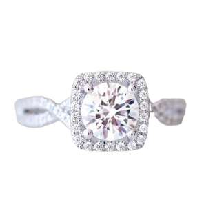 Bague de fiançailles romantique pour femme en or blanc 14 carats avec diamant de laboratoire et alliance, bijoux raffinés pour fête nuptiale et anniversaire - Product Image 1