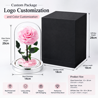Vente en gros de roses éternelles préservées sous cloche en verre avec base miroir, cadeau élégant pour mariage, Noël, décoration intérieure