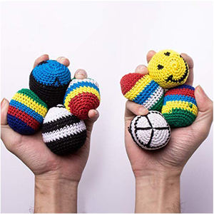 Venta al por mayor precio barato niños sacos de punto Hacky de punto logotipo personalizado impresión juguetes de playa niños balón de fútbol Footbag bola - Product Image 2