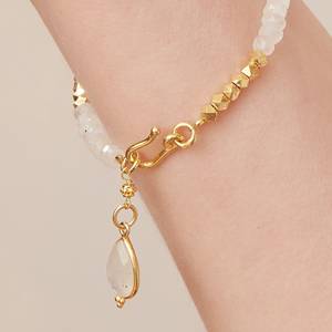 Nuevos Brazaletes de Plata de Ley con Piedra Lunar Blanca de Moda para Mujer, Uso Diario, Casual, con Piedras Mixtas - Product Image 1