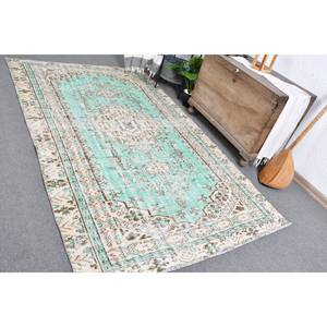 พรมตุรกีวินเทจสีเขียว9ft X 5.5 x สานเรียบลายปะติดพื้นที่ขนาดใหญ่สำหรับตกแต่งห้องนั่งเล่นผ้าขนสัตว์ลาเท็กซ์ - Product Image 5