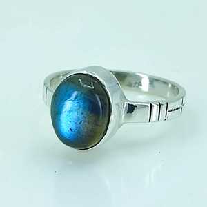 Boho Chic Labradorite Oval Ring 925 Sterling Silver Handmade Perfect Gift for Her Birthday Geometric November Birthstone Jewelry - Product Image 2