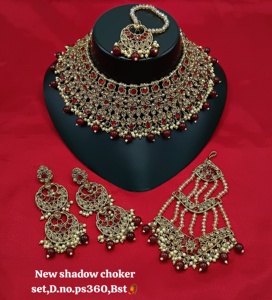 Designer Antique Handmade CZ Studded Thread Work Patwa Indian Necklaces Earrings & Head Wear For Womens & <b>Girl</b> <b>Jewellery</b> <b>Sets</b> - Product Image 3