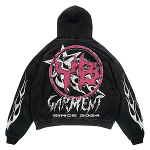 Combinaison de survêtement personnalisée avec lavage à l'acide Baggy Joggers et sweat à capuche Ensemble survêtement évasé pour hommes et femmes 100% coton à séchage rapide - Product Image 3