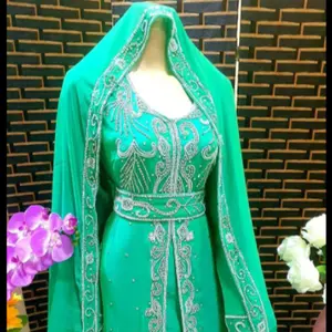 Dubai 2022 tradicional rojo Farasha Kaftan hermoso diseño marroquí cuentas de piedra a mano trabajo musulmán hecho a mano caftán Accesorios - Product Image 1