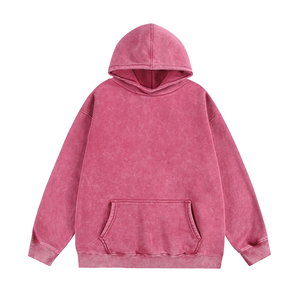 Sweat à capuche rose délavé à l'acide pour femmes, pull en molleton épais et lourd Streetwear Vintage Custom Logo Cotton Thick Warm Winter Sale - Product Image 1