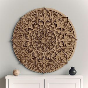 Grande décoration murale en MDF Mandala avec un design moderne et une qualité supérieure pour une décoration de salon spacieuse - Product Image 3