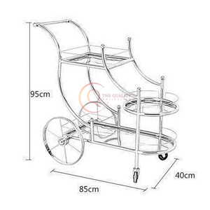 รถเข็นโลหะสีทองดีไซน์เป็นเอกลักษณ์สำหรับบริกรที่ให้บริการรถเข็นสำหรับรับประทานอาหารที่โรงแรมมีการออกแบบตามสั่ง - Product Image 6