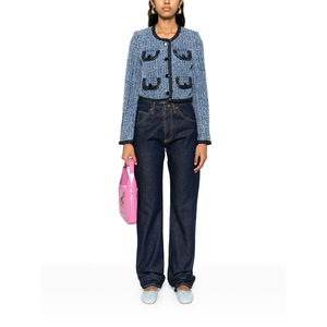 Veste en jean en cuir décontractée pour femme, style décontracté, col rabattu, manches longues, coupe ajustée, multi-poches, printemps 2025, coton et élasthanne - Product Image 2