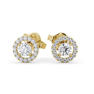 1.25CTW Round Brilliant Lab Grown Diamonds Halo Stud Boucle d'oreille Hip Hop Bijoux au prix de grossiste Boucles d'oreilles en or jaune massif 14K - Product Image 1