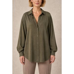 เสื้อเชิ้ตโอเวอร์ไซส์ติดกระดุม HS640 - สีกากี - Product Image 6