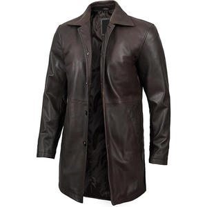 Nueva chaqueta de cuero de invierno marrón para hombre Súper elegante totalmente personalizada 100% cuello levantado Original - Product Image 4