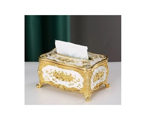 Soporte para caja de pañuelos de Metal de diseño tradicional, mejor precio, caja de pañuelos hecha a mano, soporte para caja de pañuelos de Metal martillado chapado en oro - Product Image 1